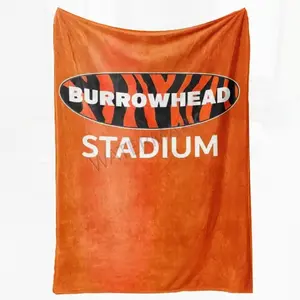 Bestselling Burrowhead Stadium Cincinnati Football Flannel Blanket - Contemporary Style All Seasons 100% Polyester Soft Touch Woven hine Washable Digital Print 200-250gsm