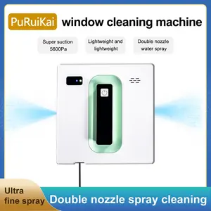Puruikai Automatic Window Cleaning Robot, Efficient Dust Collector, Easy Clean, Remote Control, Lightweight, 50ML Water Tank, Dual Nozzles, Double Nozzle Spray Cleaning