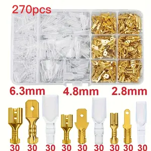 270-Piece Multi-Size Insulated Male-Female Wire Connectors Kit with 2.8/4.8/6.3mm Spade Crimps, Durable Copper Terminals for Electrical Wiring, Car Audio Speaker Cable DIY Repairs summerwins