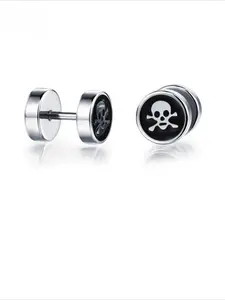Dark style simple and versatile trendy men's earrings stainless steel personality hip-hop punk style skull titanium steel earrings stud earrings jewelry men and women's earrings
