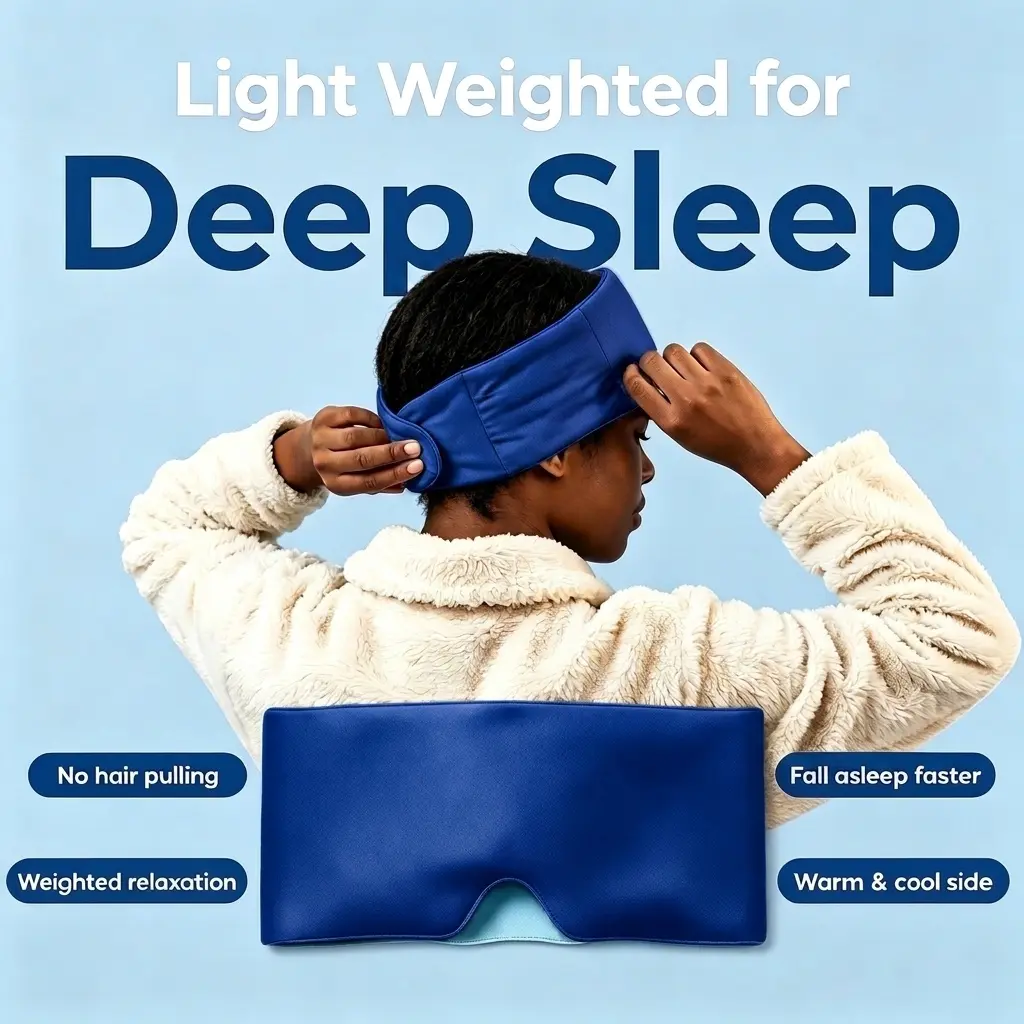 Weighted Eye Mask Strapless Full Coverage, Breathable Light Blocking Sleep Mask, Deep Touch Pressure Eye Mask, Premium Eye Masks for Sleep, Calming & Soothing Eye Shade for Daily Use and Travel