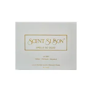 Scent Si Bon Luxury Scented Laundry Detergent Sheets - Le Gris - Vetiver, Patchouli, and Bergamot Scents, 60 Loads, 30 Premium Sheets