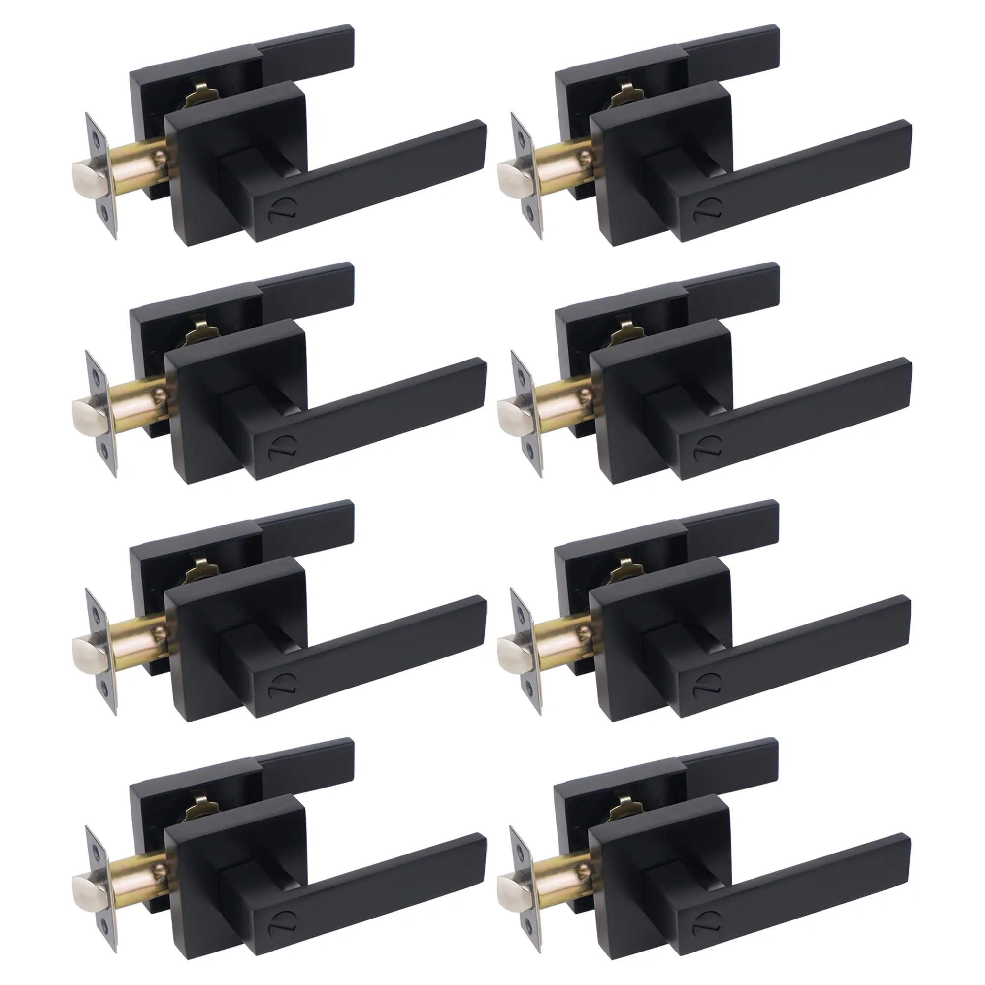 8pcs Matte Black Door Handle Heavy Duty Door Lever Privacy Door Lock Set Door Hardware, Left or Right Handing Door Handles, Interior Door Handle