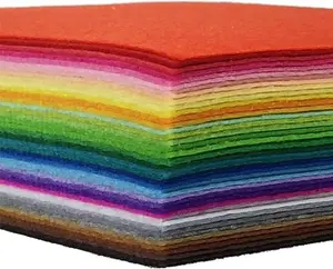 42pcs Felt Fabric Sheet 4"x4", Assorted Color for DIY Craft , Squares 1mm Thick, 10x10cm