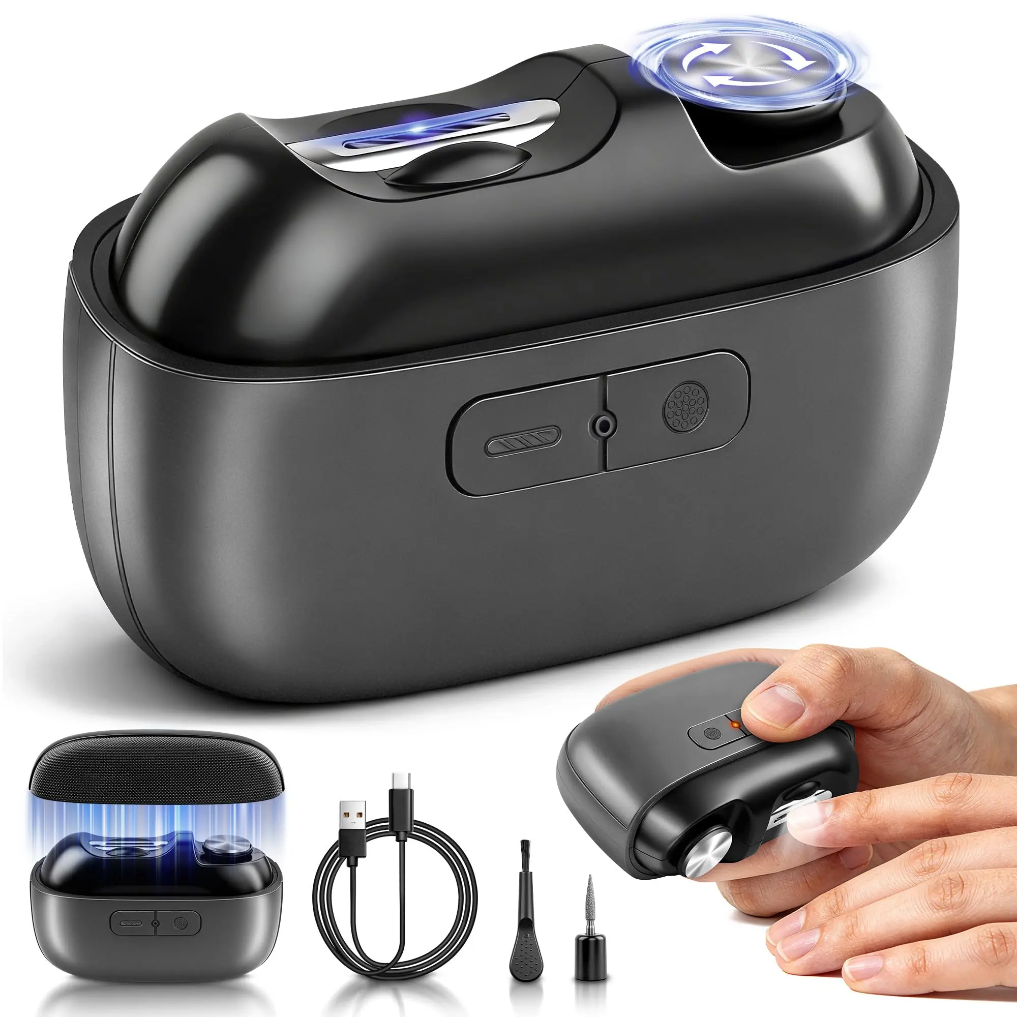 Advanced Electric Nail Clipper, Automatic Nail Trimmer & Polisher with LED Light, Magnetic Cover, Nail Clipping Storage, USB Rechargeable, Safe 2-Speed Modes for Seniors, Kids, and Adults, Gift for Parents, Manicure and Nail Care Tool