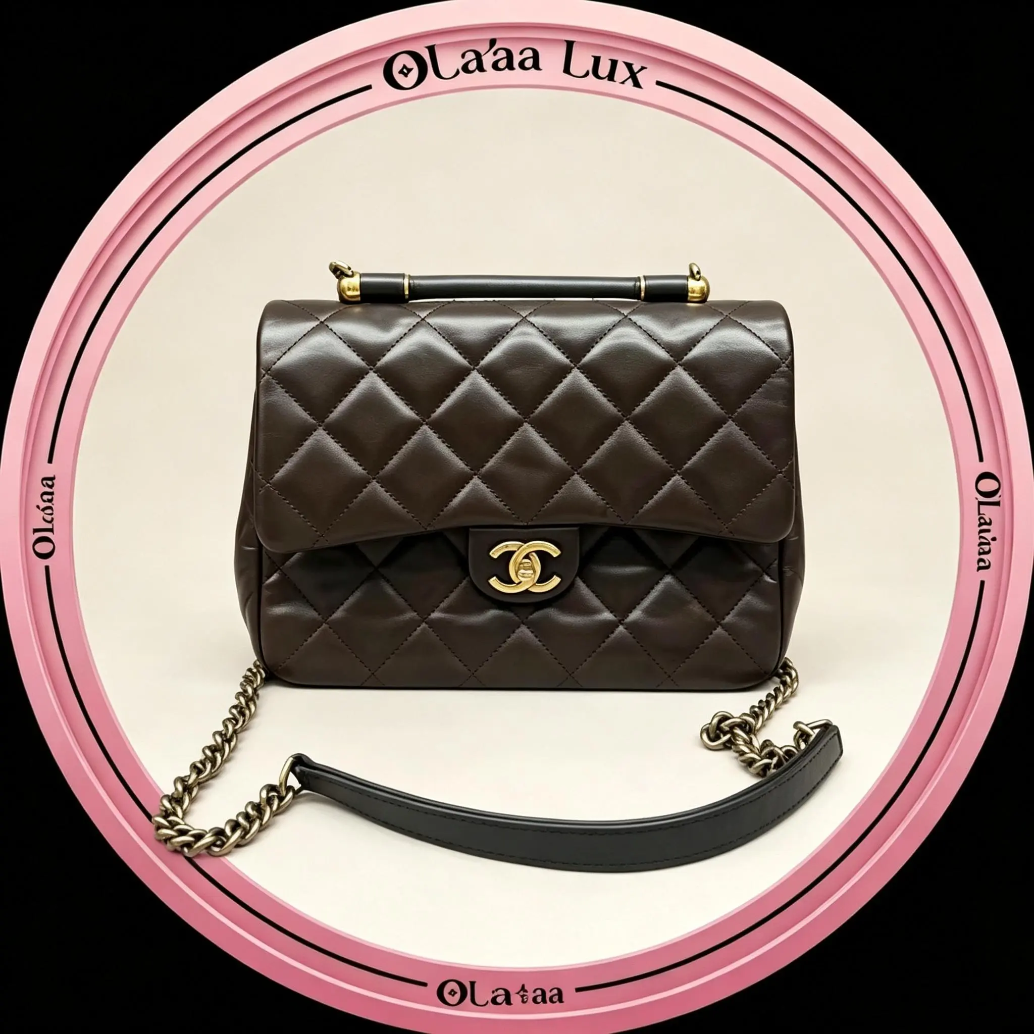 Pre-owned CHANEL QUILTED LAMBSKIN BROWN/TAUPE FLAP BAG C19495700095