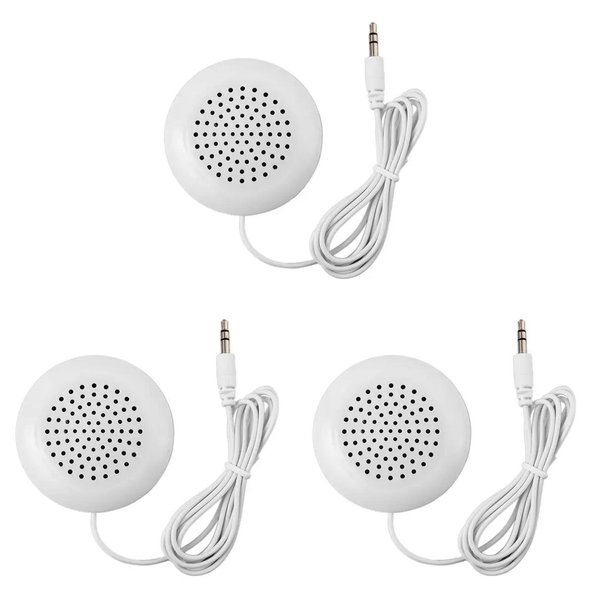 3-Pack 3.5 mm Plastic Pillow Audio Speakers (3 x Speaker, 24g/pcs), Portable Wired Plug-in Audio Devices for iPhone, iPod, CD Radio, MP3 Player to Enjoy Beautiful Music & Sleep Well