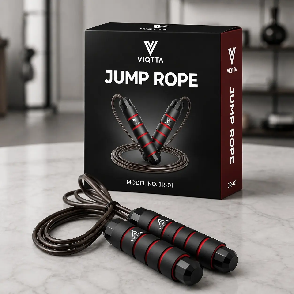 VIQTTA Adjustable Speed Skipping Rope - Foam Handle, Tangle-Free, Smooth Rotation Equipment for Home Workout (110cm)