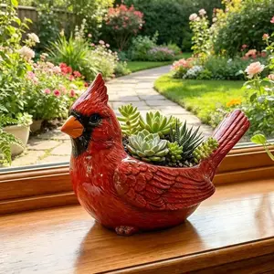 Bohemian Cardinal Bird Planter, Resin Material, Indoor Outdoor Use, Succulent Flower Pot, Desktop Garden Decor, High Aesthetic Gift Container