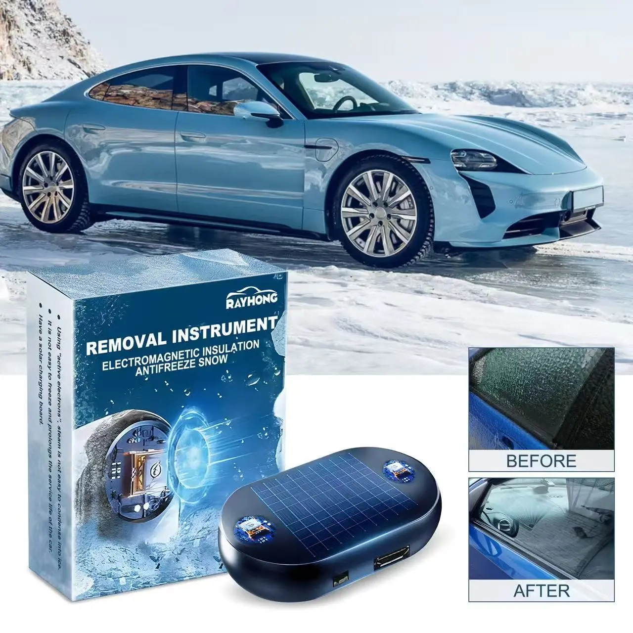 Rayhong Anti-Freeze Snow Removal Electromagnetic Instrument Car Accessory for Car Windshield Rearview Mirror, Quick Ice Melting Portable Lightweight Frost Protection