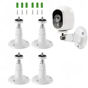Security Camera Wall Mount Bracket, 360 Degree Swivel Adjustable Holder, Punch-Free Adhesive & Screw Mount Design, Durable Hard Plastic Material, Weatherproof Outdoor Indoor Mount for Arlo Pro,  Pro 2, Ultra, Pro 3, Go