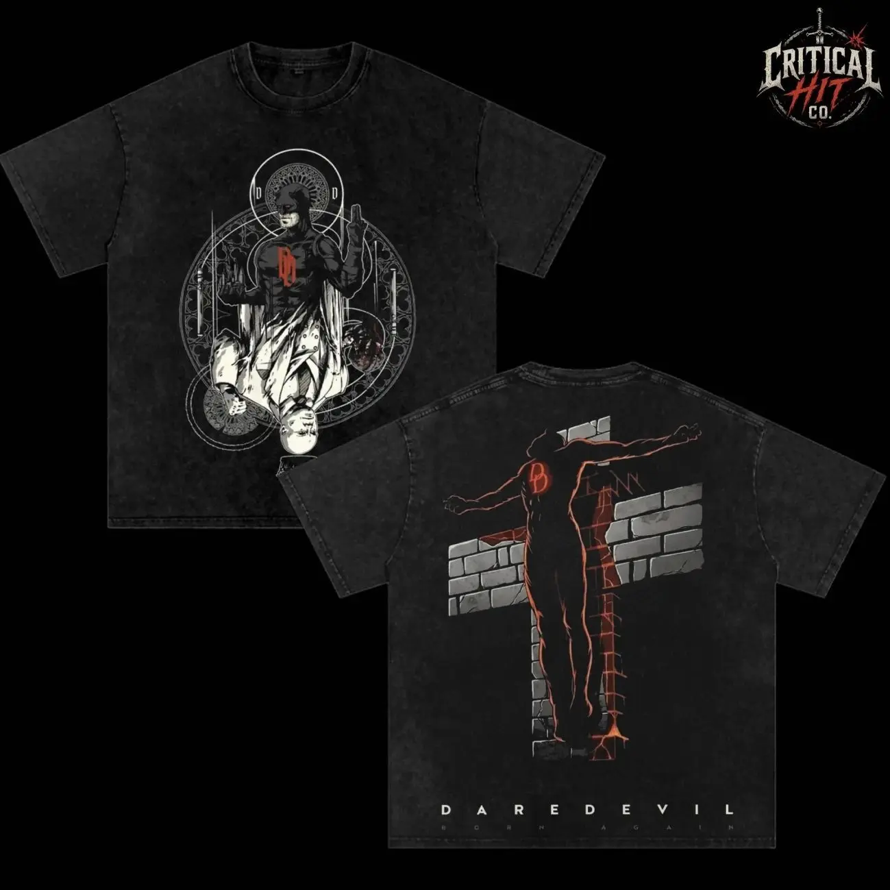 Daredevil Born Again Vintage Washed T-Shirt, Daredevil Graphic Tee, Double Sided Devil of Hell's Kitchen Shirt, Heavyweight Cotton Oversized Superhero Merch, Retro Comic Book Fan Apparel, Unisex Gift ZRO