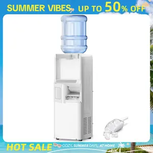 Antarctic Star 3-in-1 Hot and Cold Water Cooler Chiller System Dispenser with Built-in Ice Maker, for 3 to 5 Gallon Bottle Water Dispenser，with Child Safety Lock，White