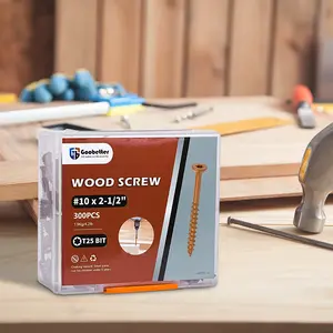 Wood Screws ,Deck Screws #10 x 2-1/2", 300 PCS, Rust Resistant, Epoxy Coated, Outdoor Decking Screws, Torx/Star Drive Head, T25 Star Bit Included, Brown
