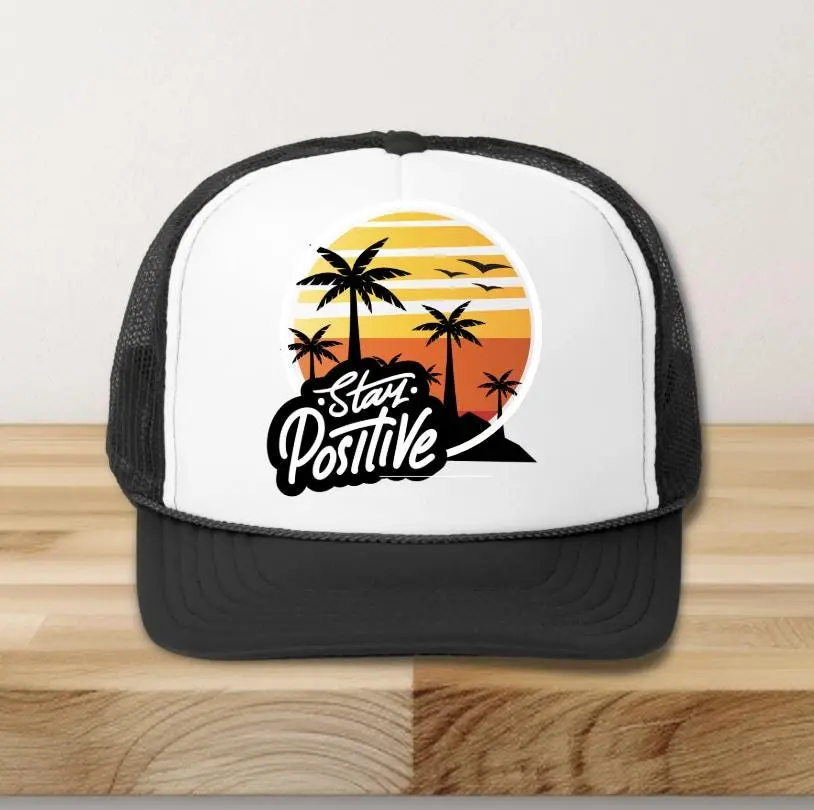 Stay Positive Trucker Hat, Inspirational Quote Trucker Hat, Adjustable Positive Hat, Good Vibes Outdoors Cap, Motivational Trucker Hat