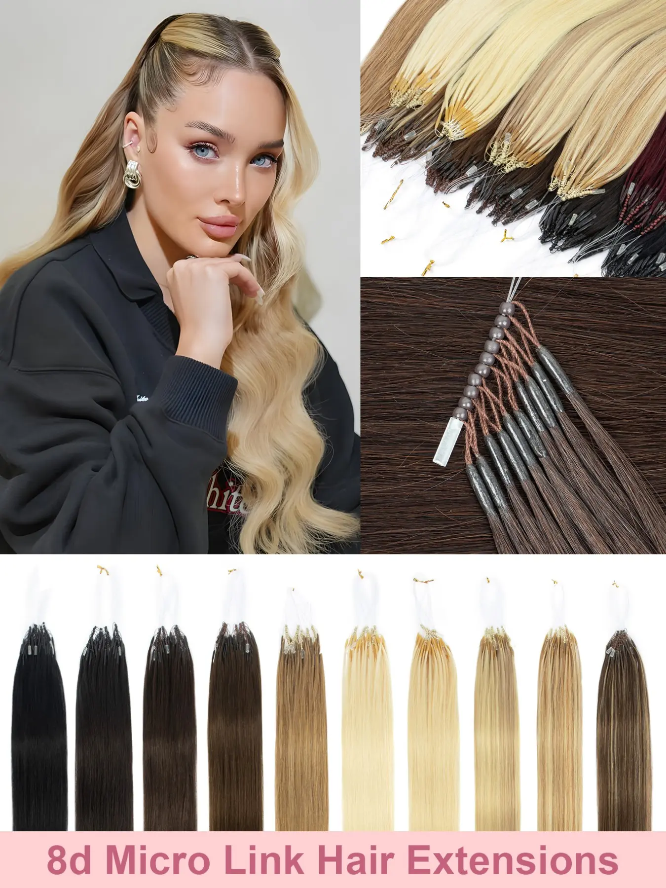 8D Nano Beads Hair Extensions,50 Strands  12-22 Inches 30g Micro Loop Human Hair Extensions, Straight Human Hair Invisible and Traceless Micro Link Human Hair, Invisible and Natural, Easy to Install, Seamless, Increase Hair Volume, Perfect for Daily Wear