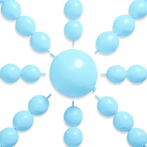 PartyWoo Baby Blue Linking Balloons 100pcs 12 Inch Light Pastel Sky Blue Link Balloons for Graduation Baby Shower Gender Reveal Weddings Easter Birthday Anniversary Party Decorations Blue-W11