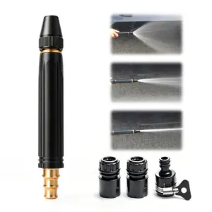 Adjustable High-Pressure Handheld Pressure Washer Sprayer, Brass Connector, Steel Washer Outlet, Adjustable Nozzles, Water-Powered for Outdoor Lawn Use, Garden Accessories