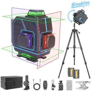SinoKino unique 3-color laser lines with tripod of 4D 16 Lines Laser Level Tool, Laser Leveler Tool, Laser Measuring Tool for Accurate Measurements, High Precision Laser Leveling Instrument for Construction & DIY Projects