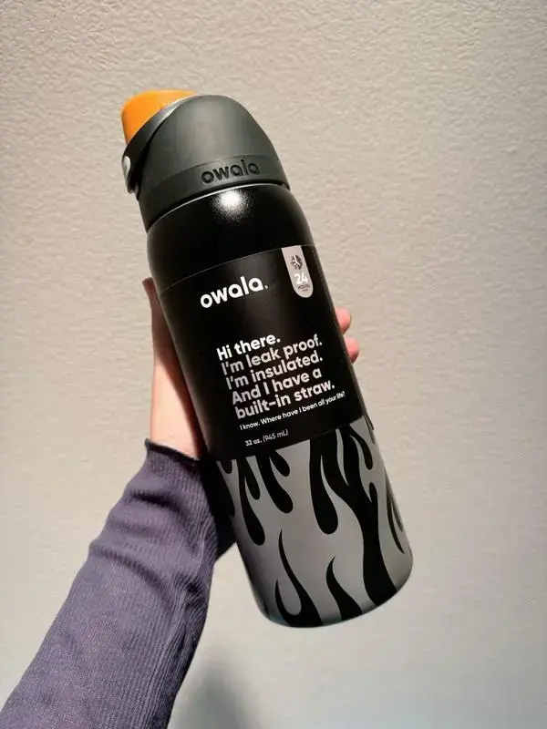 Owala Leak-Proof Insulated Water Bottle with Built-in Straw 32 oz Flame Design