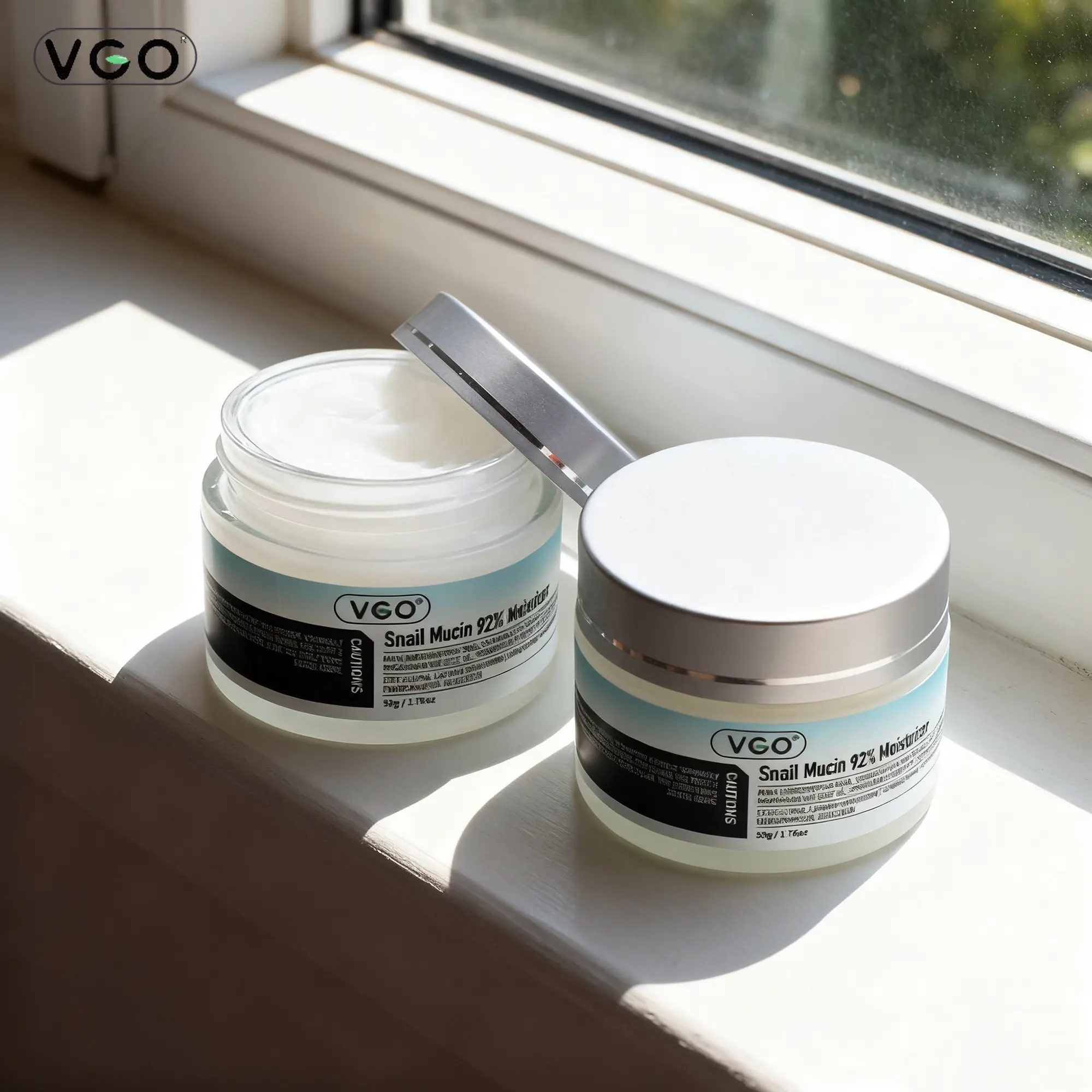 VGO Snail Mucin 92% Face Cream, Anti-Wrinkle & Brightening Repair Moisturizer with Hyaluronic Acid for Sensitive Skin, Adults - 50g, 92% Snail Mucin, All Skin Types, Damage Repair, Nourishing, Daytime, Vitamin C, Daily, Radiant