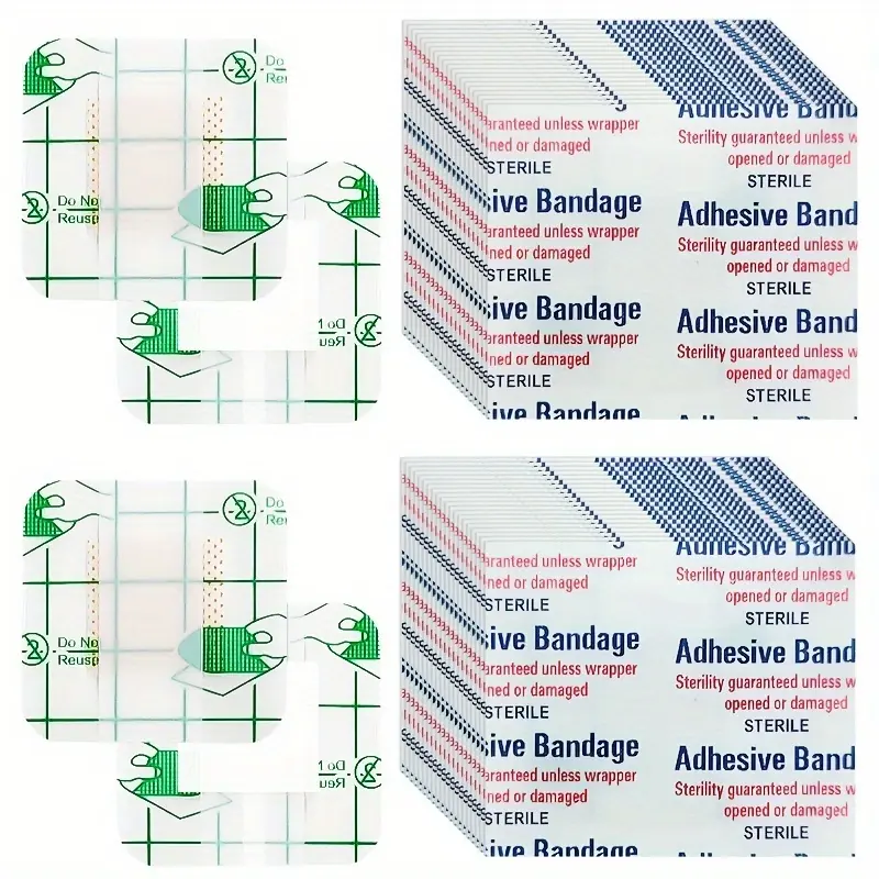 50pcs FDA Compliant Sterile Adhesive Bandages (3.8cm) - Waterproof, Breathable, Latex-Free First Aid Strips, Knuckles Compatible, Emergency Supplies for Cuts & Scrapes, Home, Office, Car Emergency Kit, Adhesive Strips Plasters & Dressing Supplies