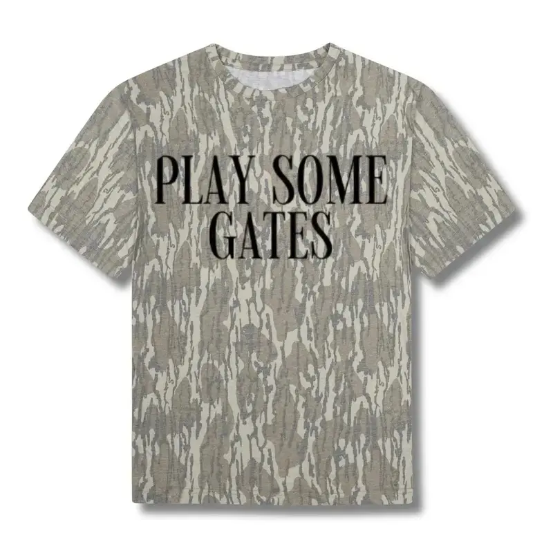 Play Some Gates Camo Graphic Tee - Vintage Mossy Oak Style T-Shirt Streetwear Aesthetic Gorpcore Clothes Casual Oversized Unisex Tshirt Top