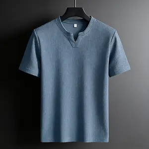 Men's Waffle V-neck T-shirt | Casual Daily Basic Top
