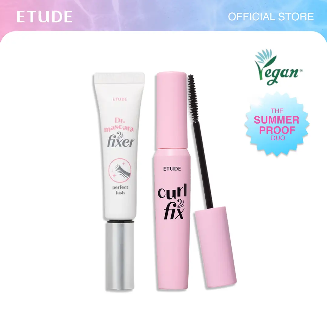 [ETUDE Official] Curl Fix Mascara & Dr. Mascara Fixer Set | Kpop Idol Lash Set | Clear Mascara | 24H Smudge Proof Lashes | Volumizing & Lengthening | Waterproof mascara | Hell mascara
