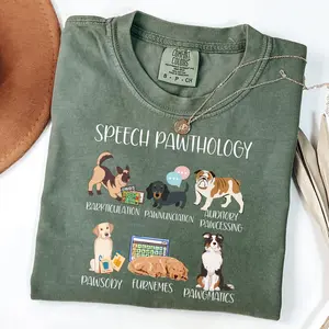 Comfort Colors Speech Pathology Funny Dogs TShirt, Speech Therapy Dogs Crewneck, Speech Pathologist Gift, Speech Era Dog Puns Speech Pawthology