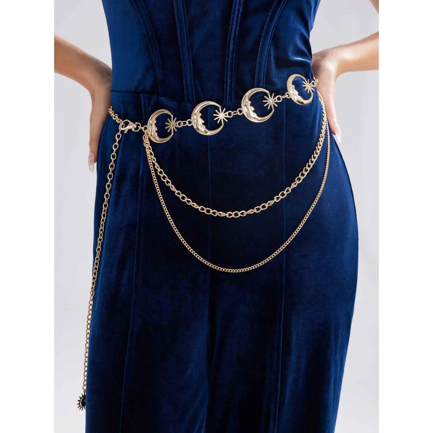 Cider [3 colors, size 3XL/4XL-2XL] Whimsigoth Star & Moon Layered Waist Chain