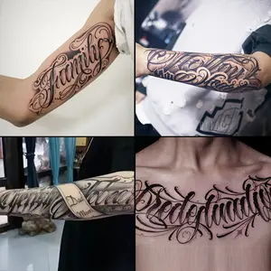 4 Large Picture Plant Embroidery Stickers, Including 4 Pieces of Flower-Shaped Elements and Other Styles, Lasting for 7-15 Days, Waterproof and Friction Resistant, Real Effect, Suitable for People Who Are Afraid of Pain, Do Not Want to Do Tattoo