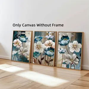 3Pcs/Set Optinal Frame Modern Luxury Lotus Flower Canvas Posters Unframed Art Print, Floral Botanical Wall Art, Aesthetic Room Decor, Artwork Wall Painting For Gift, Wall Decor Posters Print Artwork for Living Room Bedroom Bathroom Office Home Decoration