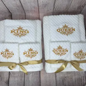 Embroidered set towels queen king bath hand and wash towels dry quick bathroom decor