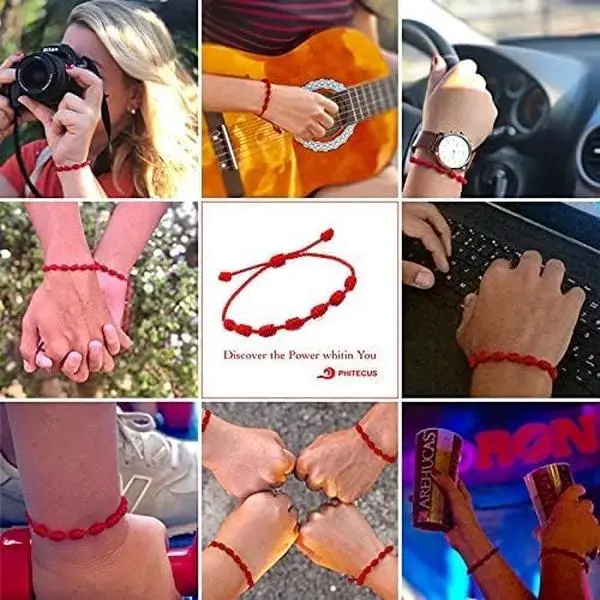 7-Knot Buddhist Energy Knotted Bracelet Jewelry, Adjustable Handmade Corded Bracelets & Bangles, Unisex Spiritual Protection Lucky Amulet Gift Beaded Bracelets Braided Bracelets