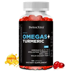Omegas+Turmeric Health Supplement , ​​Supports Heart Health and Joint Health, 120 Capsules
