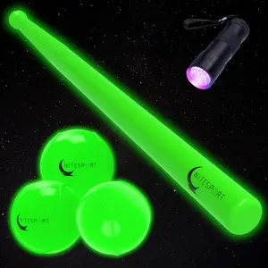 NiteSport Glow In The Dark Baseball Set w/ 3 Electric Lime Baseballs & UV Flashlight - Safe Durable Lightweight Fun for Nighttime Play