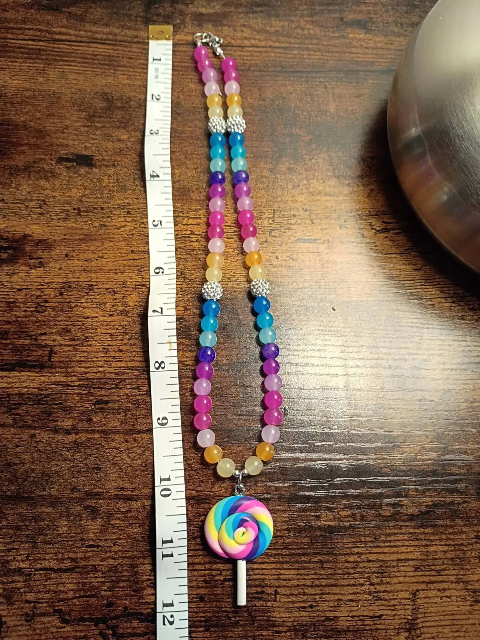Rainbow Lolly Necklace 24 inches Long