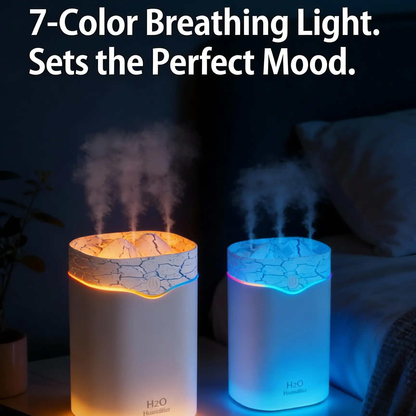 Sd18 Bedroom Humidifier, 2L Triple Spray Cool Mist Aromatherapy Diffuser, Ultrasonic Humidifier for Home Plant Room Baby Room, Cool Mist Humidifiers ()