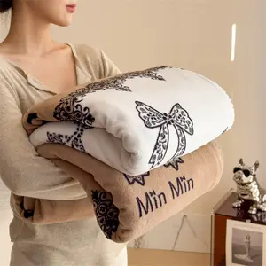 1pc 2026 New High Weight Printed Faux Wool Blanket, Double Layer Soft Warm Throw, Cozy Bedding for Home & Travel