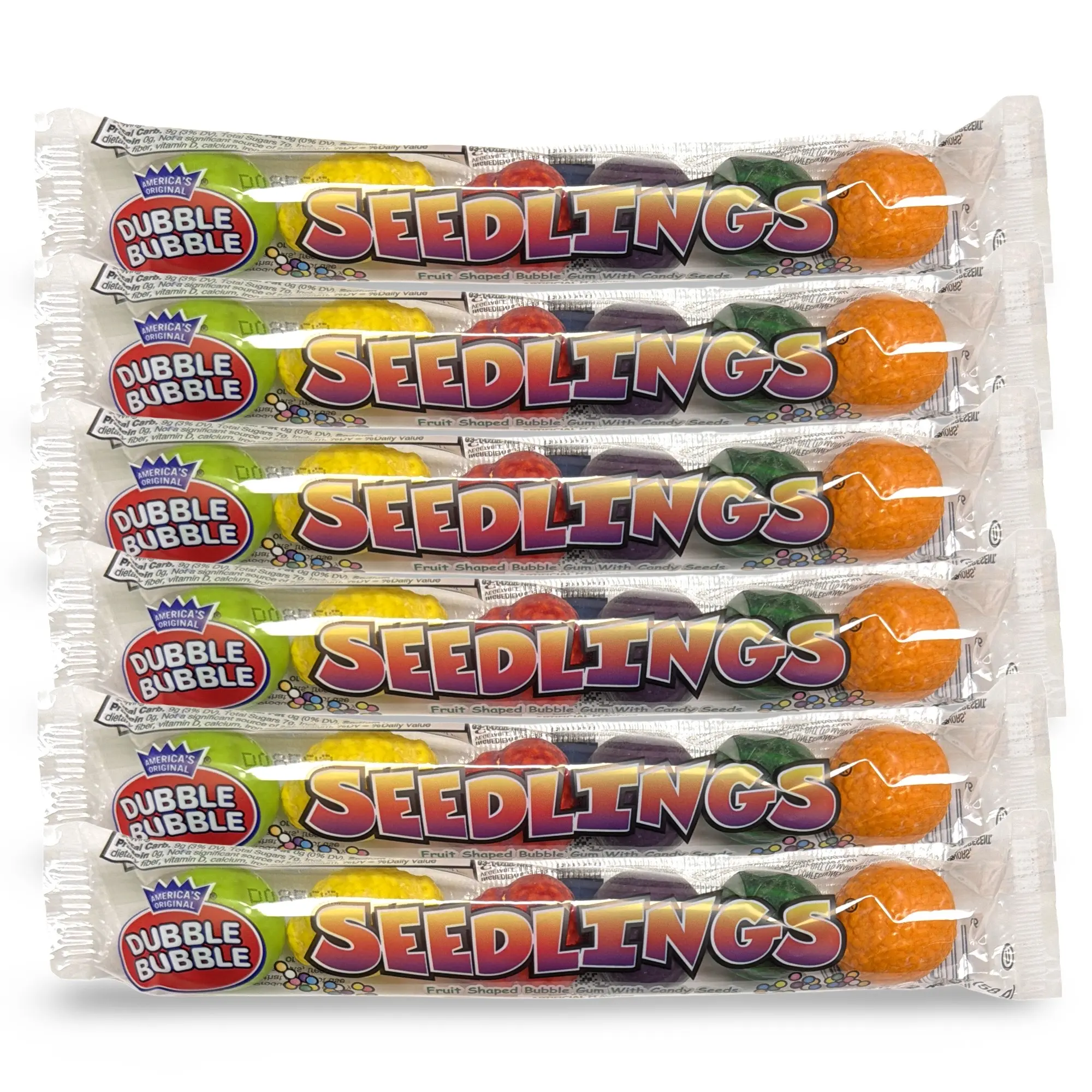 Seedling Individually Wrapped Candy Tubes, 6 Packs (6 Pieces Per Pack) Assorted Chewy Bubble Gum Candy