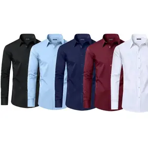 Father's Day Gifts 2025 5-Pack Men's Long & Short Sleeve Solid Dress Shirts (Sizes, S-3XL) Classic Collar college student kpop fan Mens Stretch