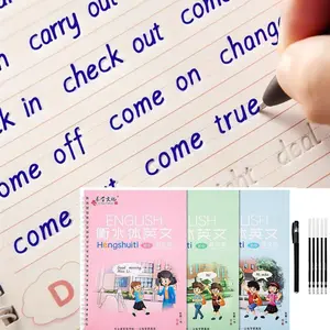 Set of 3 English Handwriting Practice Books (3 Volumes) with Writing Tools for Repeated Use. Neat Letter Books Suitable for Children and Adults.