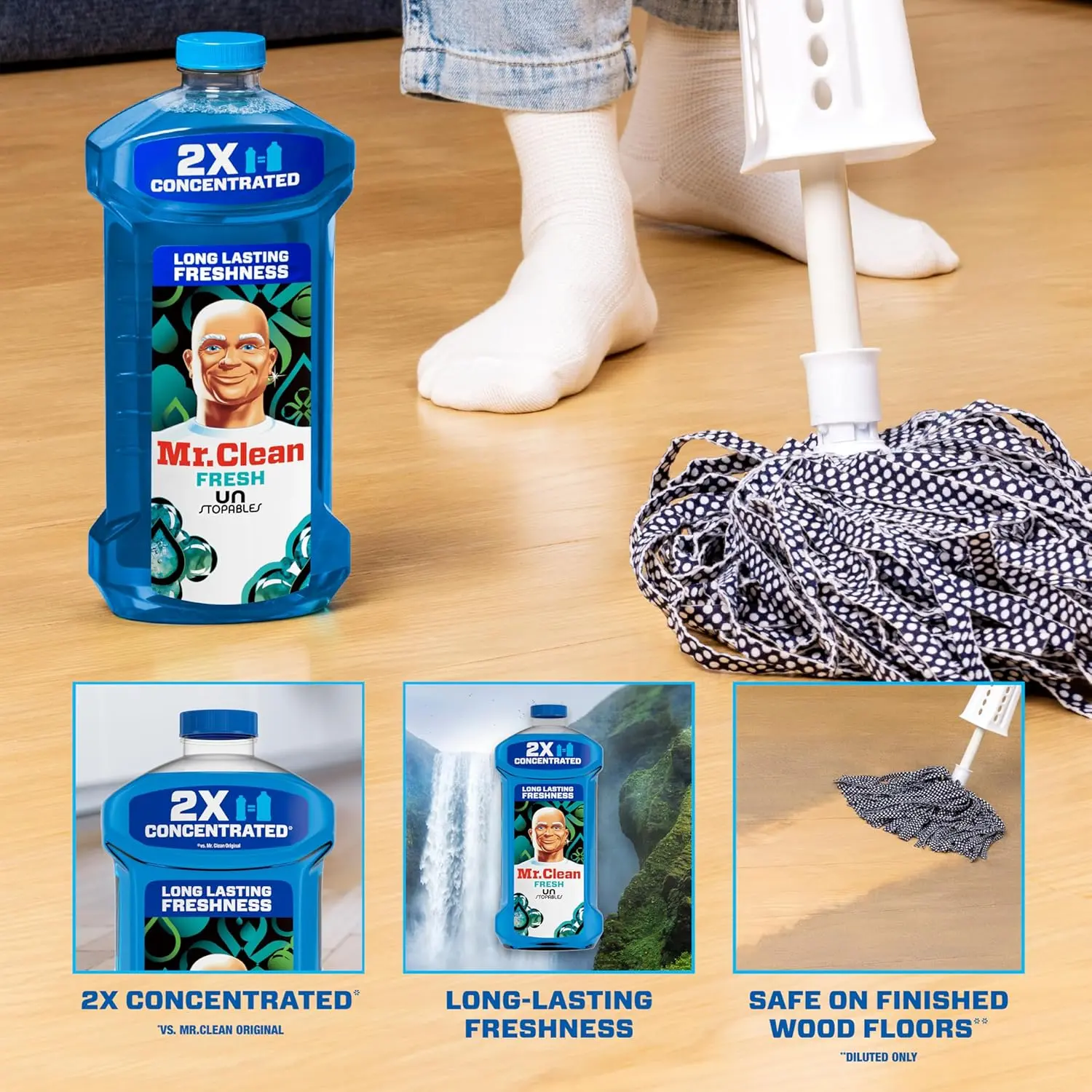All Purpose Cleaner, Floor Cleaner for Mopping Home, Bathroom, & Kitchen, Cleaning Liquid for Mop & Bucket, Cleaning Supplies, Multi-Surface Dilutable, Fresh 41oz