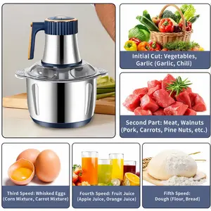 5-liter electric meat grinder, 500-watt powerful food processor/cutter, 5 speed settings, suitable for kneading dough, onions, meat, nuts, fruits, garlic, vegetables, etc.