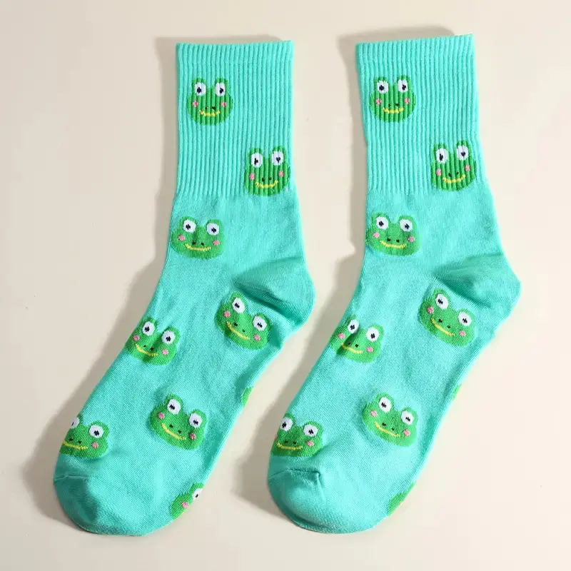 Happy Froggy Aqua Print Socks
