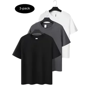 3pcs/pack  (black/white/gray) comfortable 100%cotton T-shirts, unisex T-shirts with classic colors