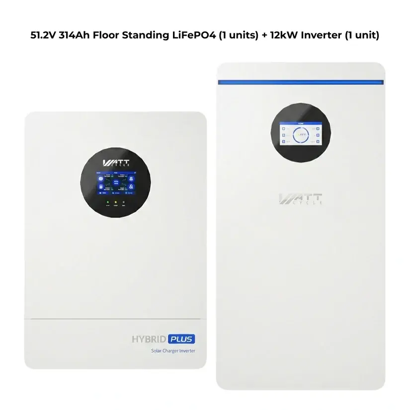 【Freight Shipping】WattCycle 16kWh 48V 314Ah Wall-Mounted LiFePO4  Lithium Battery with Smart BMS, Bluetooth, Active Balancing & Communication solar system