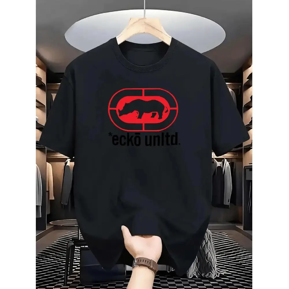 Halloween Skull T-shirt Ecko Unlt Graphic White Tee For Men Hip Hop Style Breathable Quick Dry Crew Neck Summer Sportswear Regular Fit Solid Color Casual T Shirt