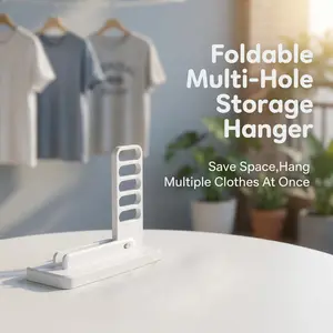 Foldable Wall Mounted Clothes Hanger, Space-Saving Folding Rack Holds Up to 5 Hangers, No-Drill Laundry & Dorm Room Organizer Plastic Industrial Installation Towels Hanging Smooth